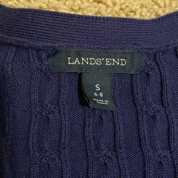 Lands’ End Blue Cable Knit Cardigan Sweater - small - Picture 2 of 5